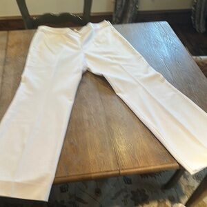 White Cotton Ankle Dress Pants
